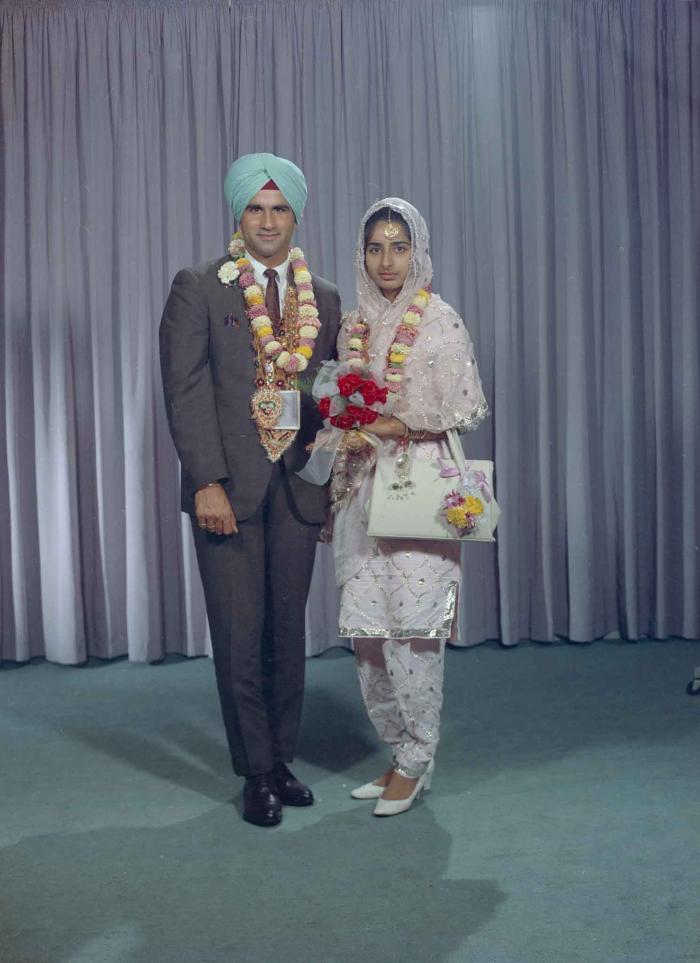 [Photo of Harchand Herar and an unidentified bride]