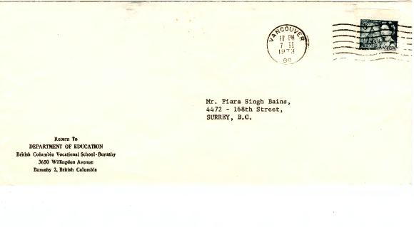 [Letter from L. Smith to Piara Singh]