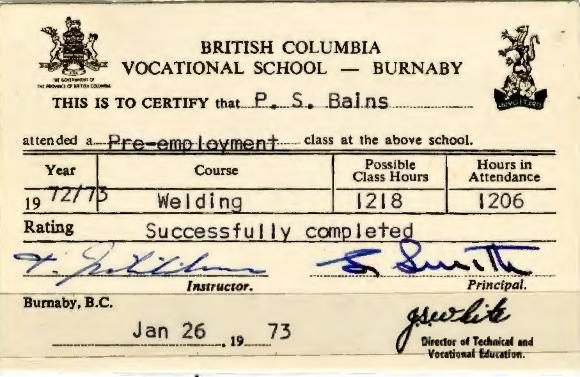 [Course completion certificate for Piara Singh]
