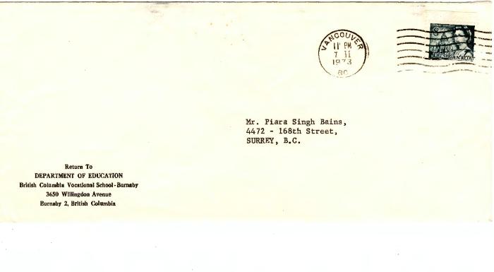 [Letter from L. Smith to Piara Singh]