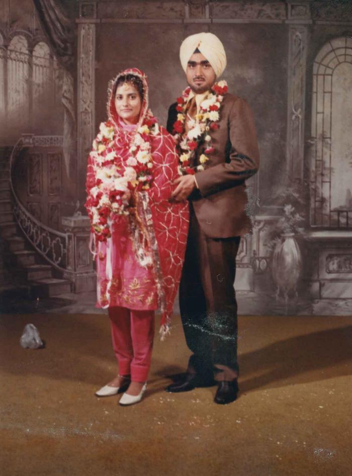 [Photo of Kartar Singh with an unidentified bride]