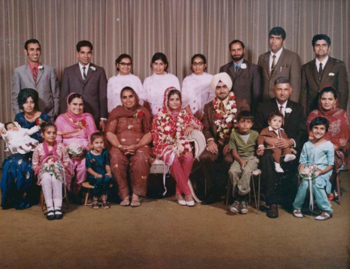 [Photo of Kartar Singh with his wedding guests]