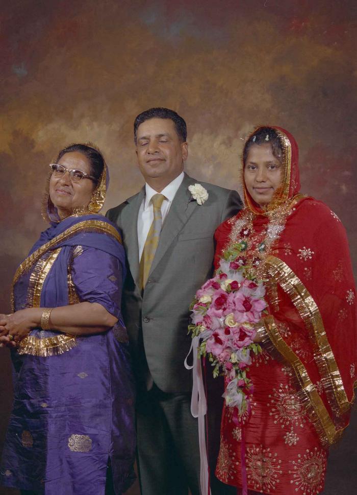 [Portrait of unidentified bride and wedding guests]