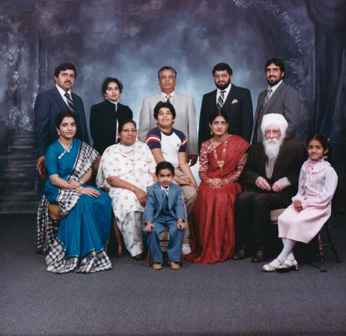 [Group photo of Mukhtiar Nager and family members]
