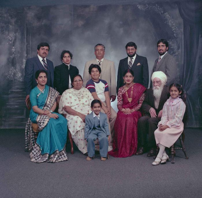[Group photo of Mukhtiar Nager and family members]