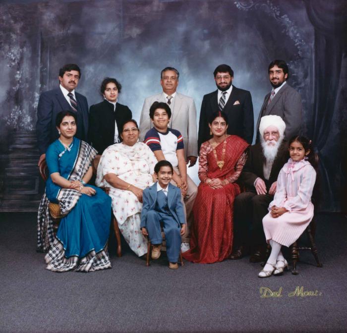 [Group photo of Mukhtiar Nager and family members]