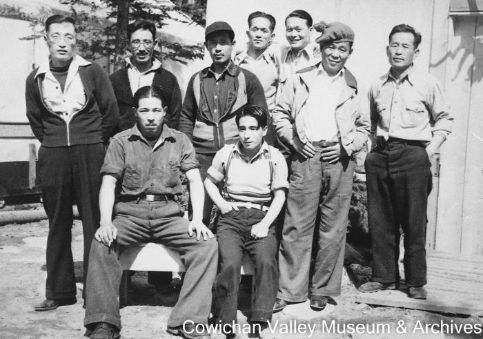 [Japanese Canadian men after being forcibly removed]